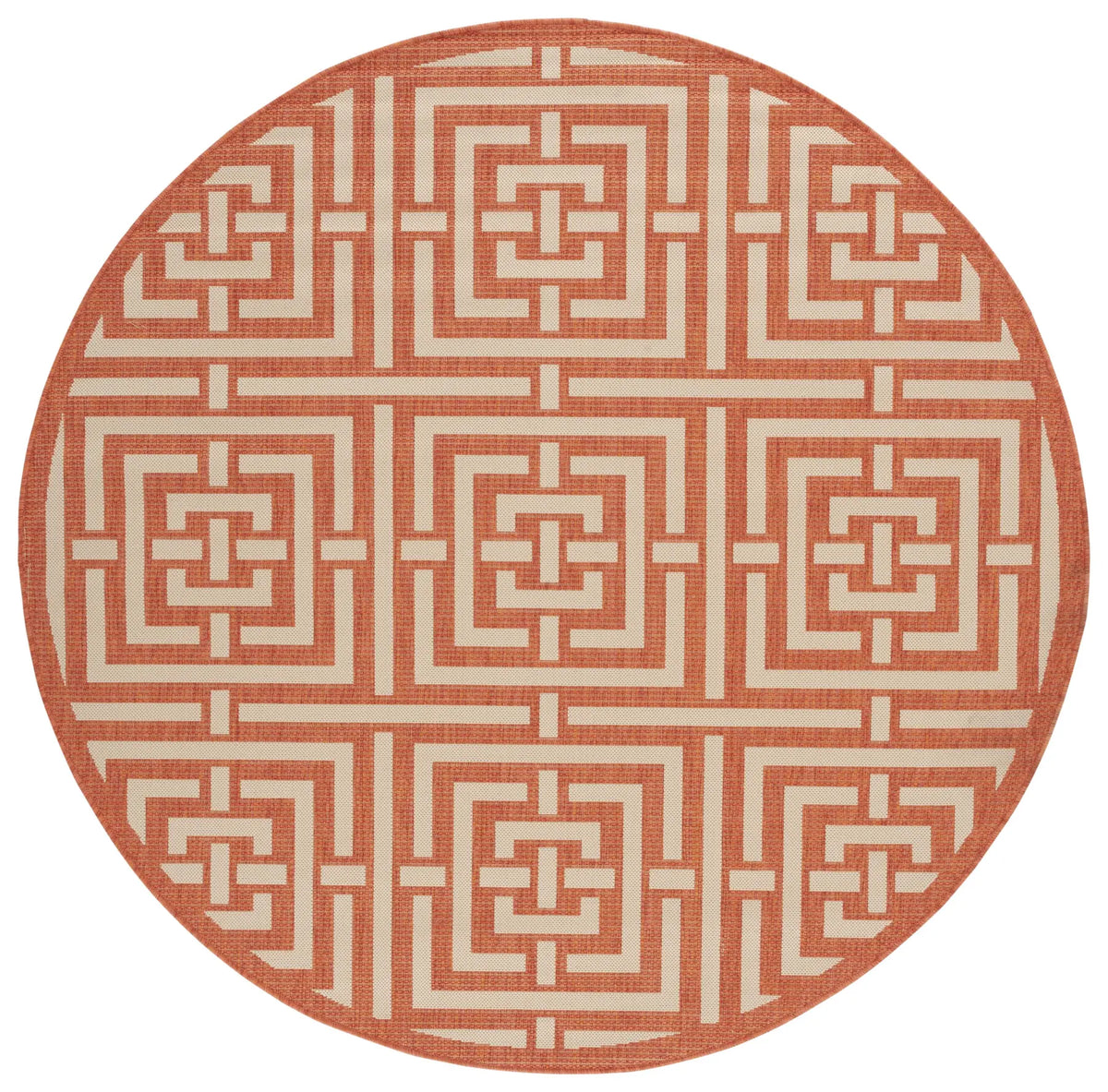 Safavieh Courtyard 6'-7" x 6'-7" Rug in Terracotta / Cream