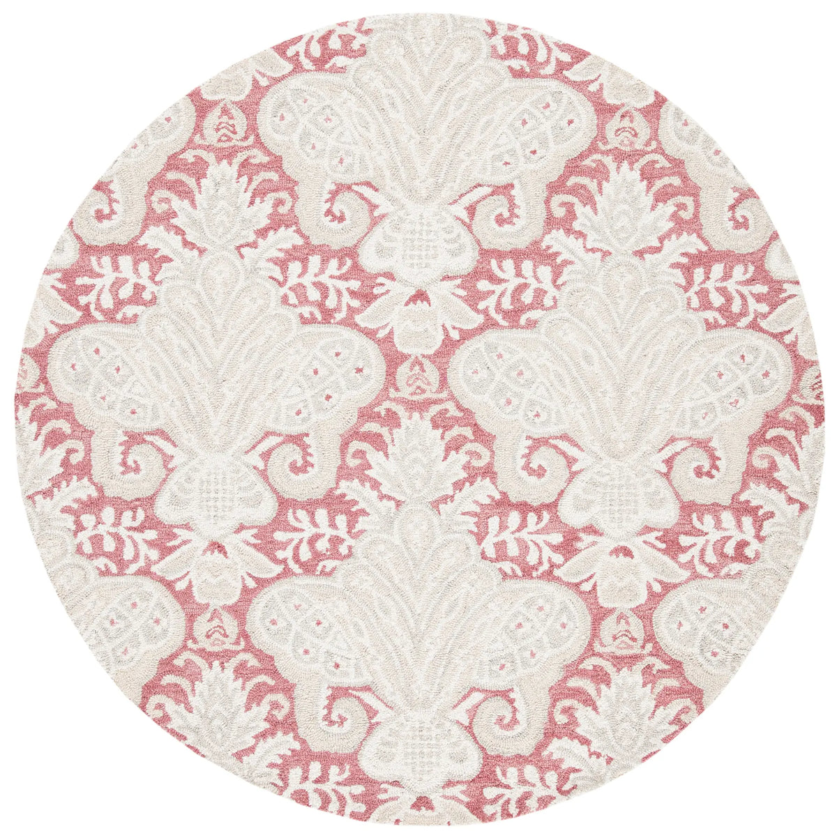 Safavieh Micro-Loop 5'-0" x 5'-0" Rug in Pink / Beige