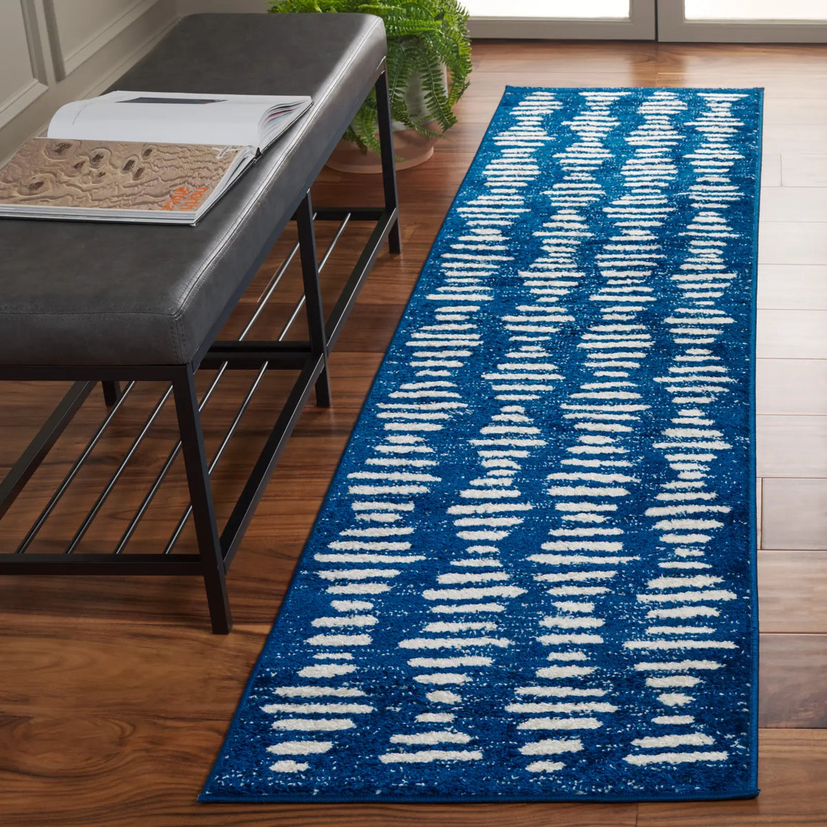 Safavieh Tulum 2'-0" x 8'-0" Rug in Navy / Ivory