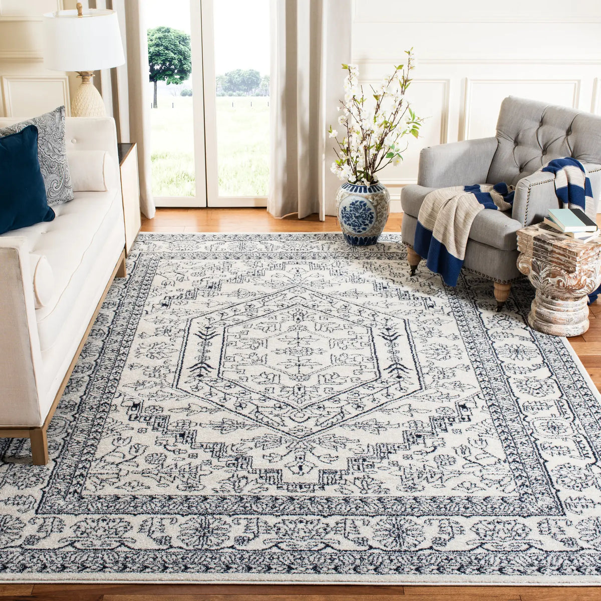 Safavieh Adirondack 10'-0" x 14'-0" Rug in Ivory / Navy