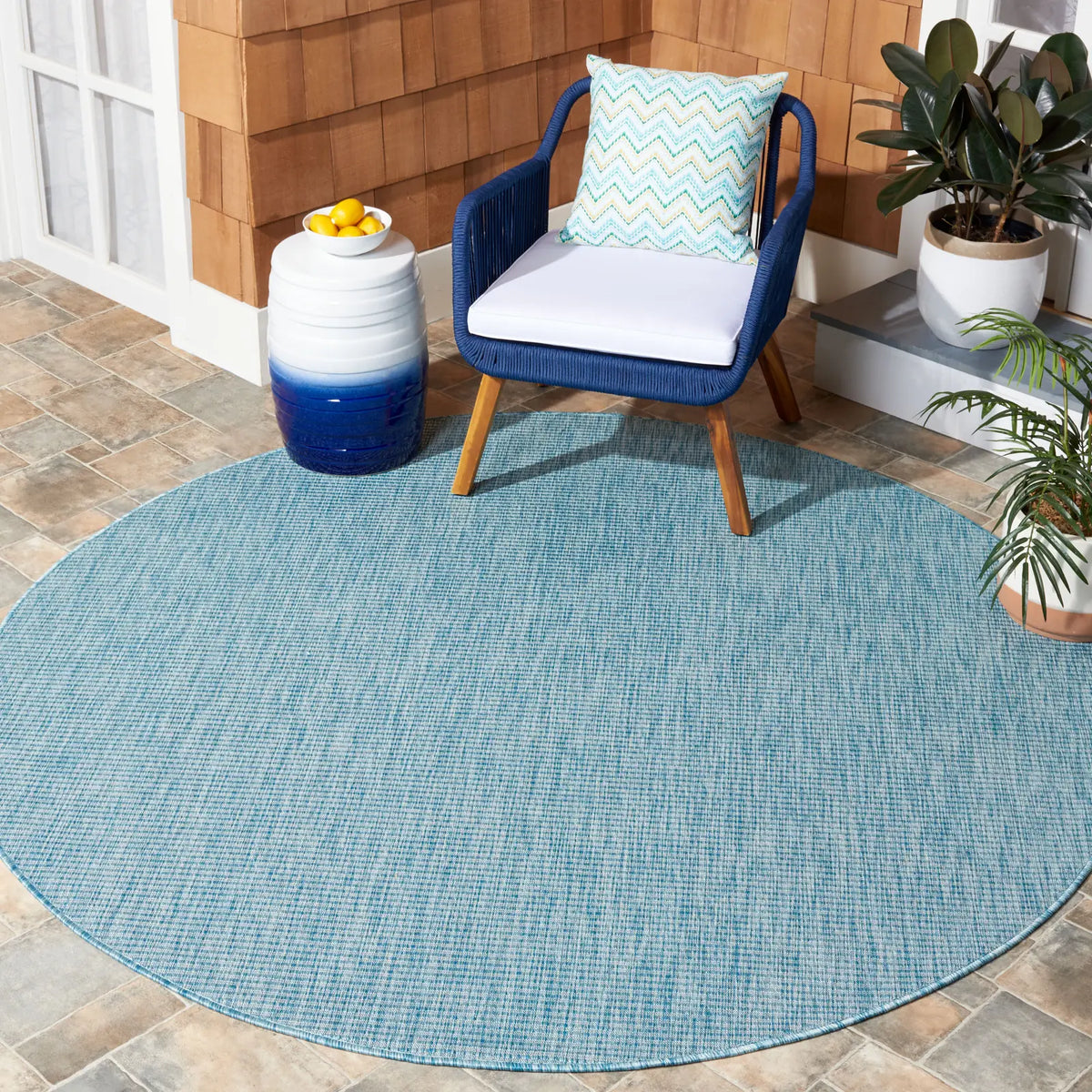 Safavieh Courtyard 6'-7" x 6'-7" Rug in Aqua / Aqua