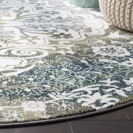 Safavieh Watercolor 6'-7" x 6'-7" Rug in Ivory / Peacock Blue