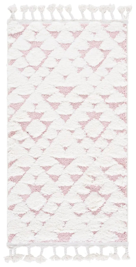 Safavieh Moroccan Tassel Shag 2'-3" x 4'-0" Rug in Ivory / Pink