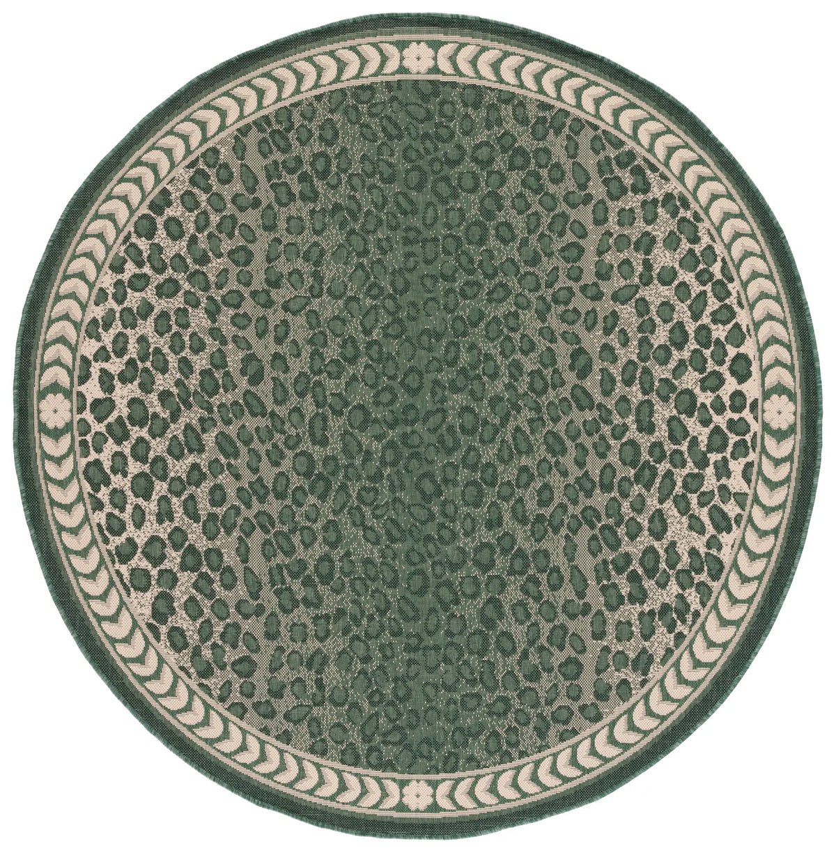 Safavieh Courtyard 6'-7" x 6'-7" Rug in Dark Green / Ivory