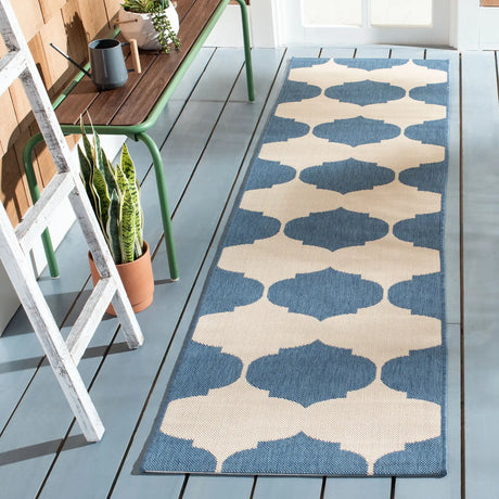 Safavieh Courtyard 2'-3" x 12'-0" Rug in Beige / Blue