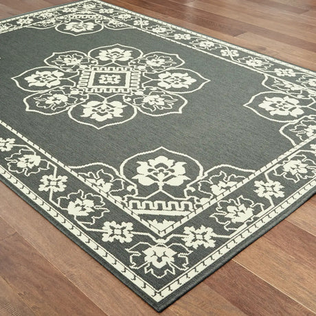 Oriental Weavers Sphinx Marina 7764E Grey / Ivory Rugs - angle detail