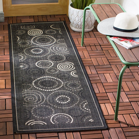 Safavieh Courtyard 2'-3" x 10'-0" Rug in Black / Sand