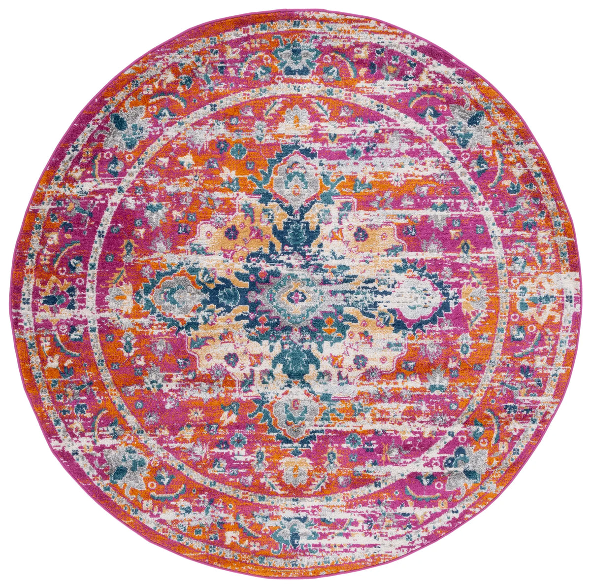 Safavieh Madison 6'-7" x 6'-7" Rug in Fuchsia / Gold