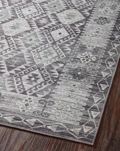 Loloi Zion Zio-03 Charcoal/Slate Rugs - angled corner on wood