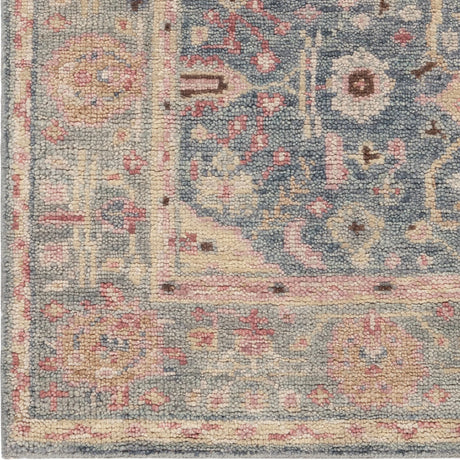 Chandra Wendi WEN-58103 Blue / Gold / Green / Multi rug, close-up detail