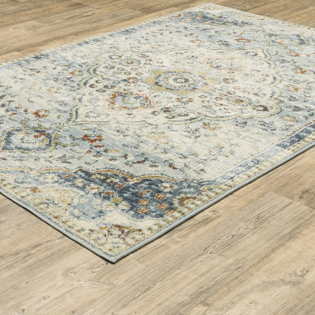 Oriental Weavers Sphinx Branson Br01A Blue/ Multi Rugs - angle detail
