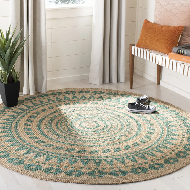 Safavieh Natural Fiber 5'-0" x 5'-0" Rug in Teal / Natural