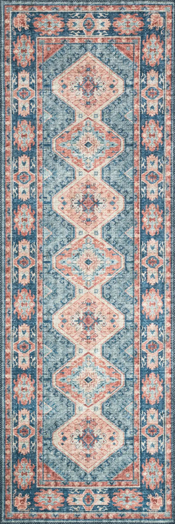 Loloi Skye Sky-03 Turquoise/Terracotta Rugs - runner flat
