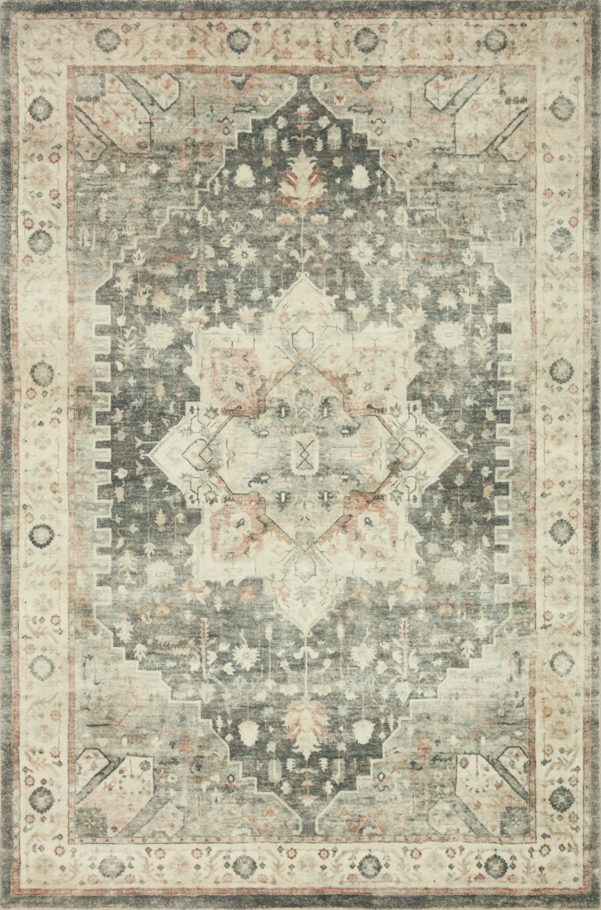 Loloi Rosette Ros-09 Slate/Ivory Rugs - main flat