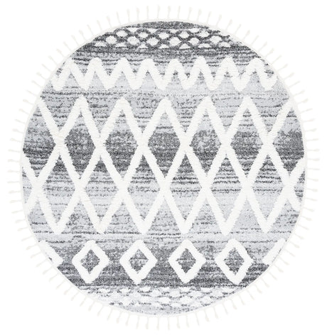 Safavieh Moroccan Tassel Shag 6'-7" x 6'-7" Rug in Grey / Ivory