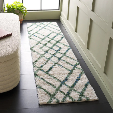 Safavieh Berber Shag 200 2'-0" x 10'-0" Rug in Ivory / Green