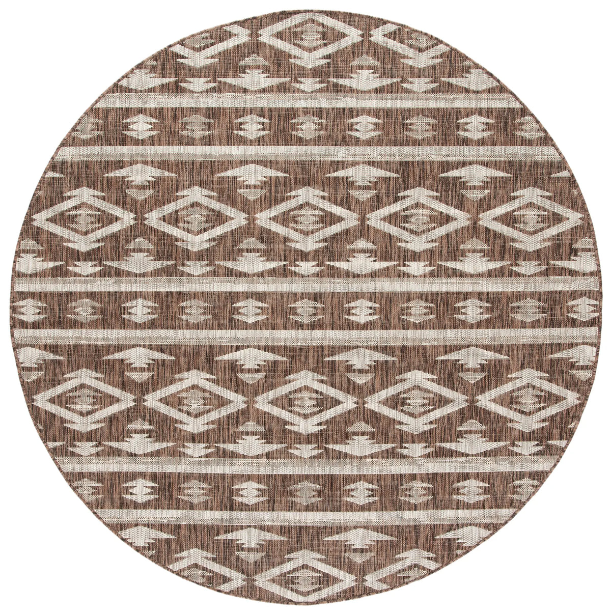 Safavieh Courtyard 6'-7" x 6'-7" Rug in Brown / Ivory
