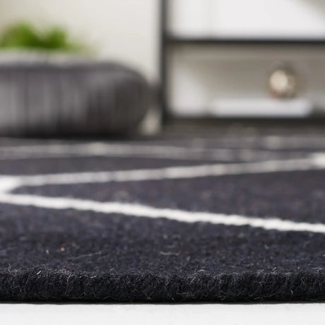 Safavieh Dhurries 4'-0" x 6'-0" Rug in Black / Ivory