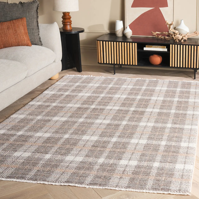 Safavieh Oxford Plaids 300 4'-0" x 6'-0" Rug in Light Grey / Grey