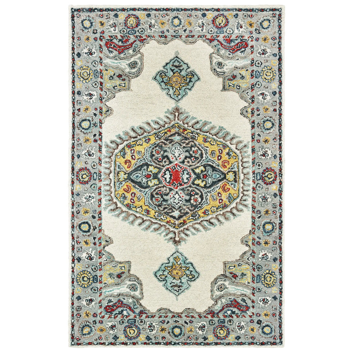 Oriental Weavers Sphinx Zahra 75505 Ivory / Grey Rugs - main flat