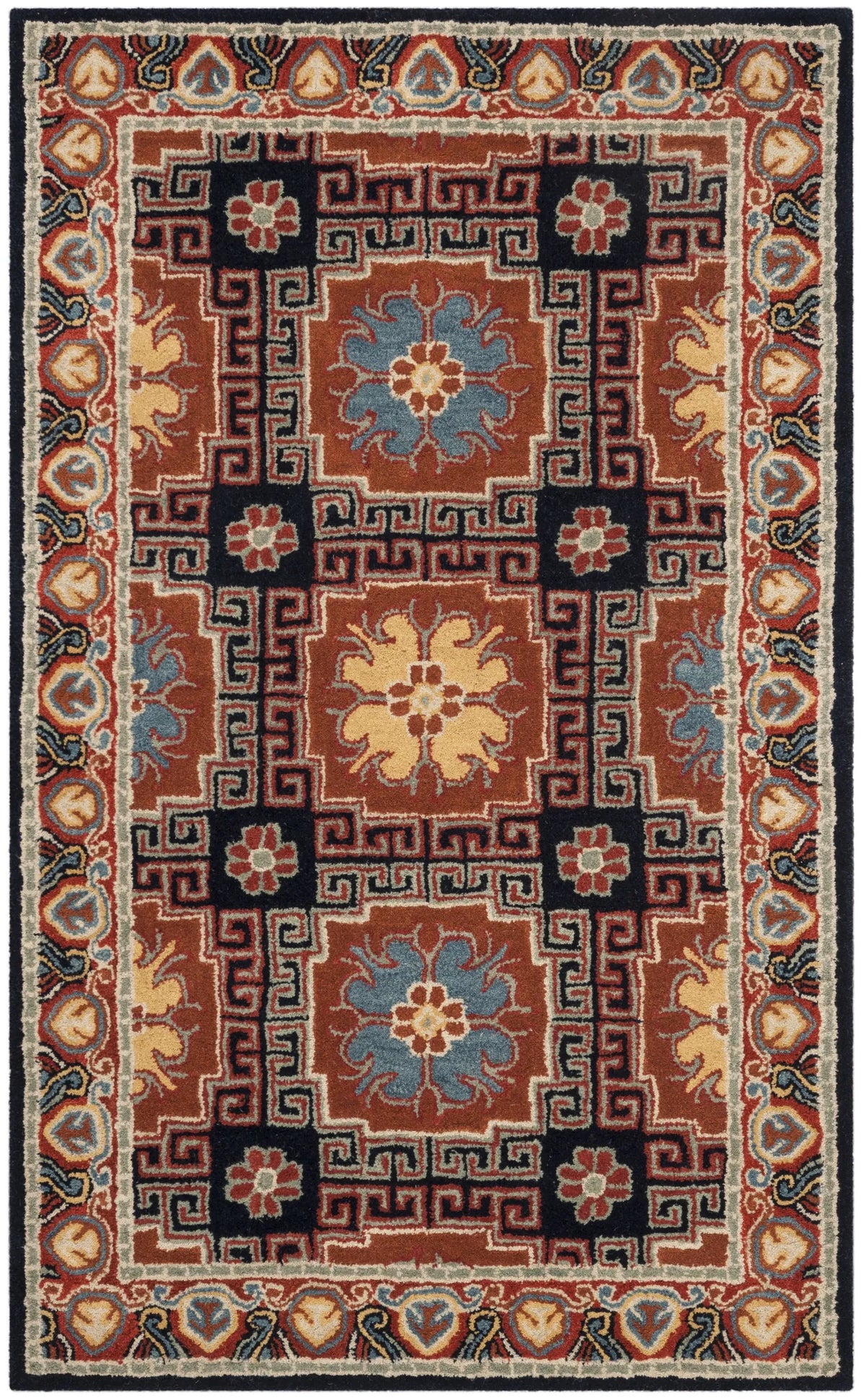 Safavieh Heritage 3'-0" x 5'-0" Rug in Navy / Orange