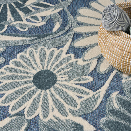 Nourison Aloha ALH33 Machine Made Blue Rug