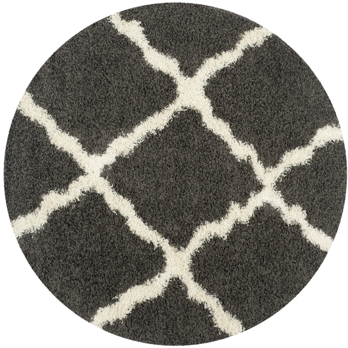 Safavieh Sgd-Dallas Shag 6'-0" x 6'-0" Rug in Dark Grey / Ivory