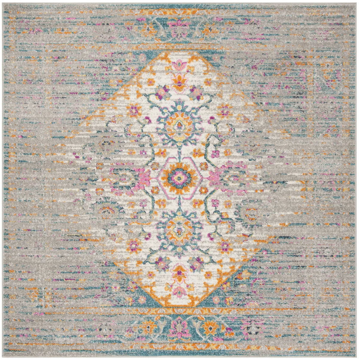 Safavieh Madison 6'-7" x 6'-7" Rug in Light Grey / Fuchsia