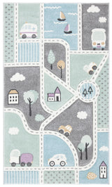 Safavieh Carousel Kids 100 3'-3" x 5'-3" Rug in Grey / Light Blue