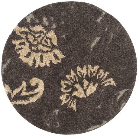 Safavieh Florida Shag 4'-0" x 4'-0" Rug in Dark Brown / Smoke