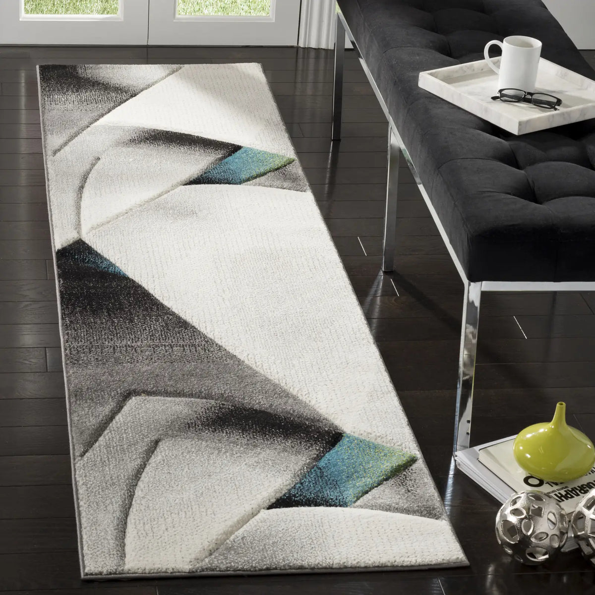 Safavieh Hollywood 2'-3" x 10'-0" Rug in Grey / Teal