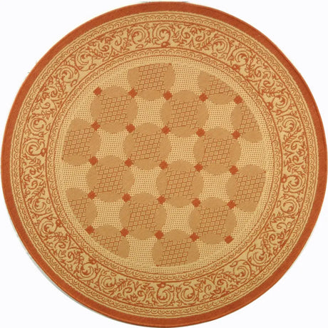 Safavieh Courtyard 5'-3" x 5'-3" Rug in Natural / Terra