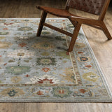 Oriental Weavers Sphinx ELIANA ELI03 Blue Floral Rugs - angle/detail