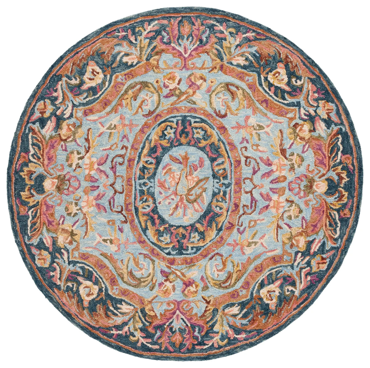 Safavieh Savonnerie 6'-0" x 6'-0" Rug in Navy / Pink