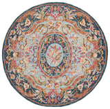 Safavieh Savonnerie 6'-0" x 6'-0" Rug in Navy / Pink
