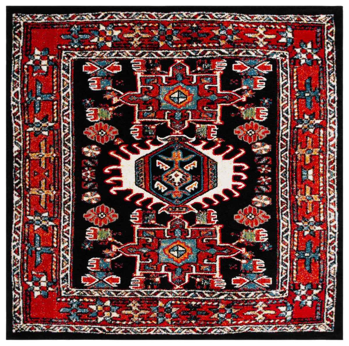 Safavieh Vintage Hamadan 6'-7" x 6'-7" Rug in Red / Black