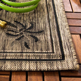 Safavieh Courtyard 4'-0" x 5'-7" Rug in Coffee / Black
