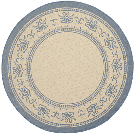 Safavieh Courtyard 6'-7" x 6'-7" Rug in Natural / Blue