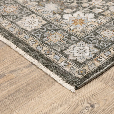 Oriental Weavers Sphinx Maharaja 071N1 Charcoal/Ivory Rugs - corner detail