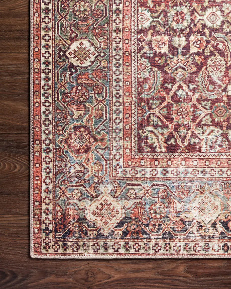 Loloi Layla Lay-11 Cinnamon/Sage Rugs - corner on wood