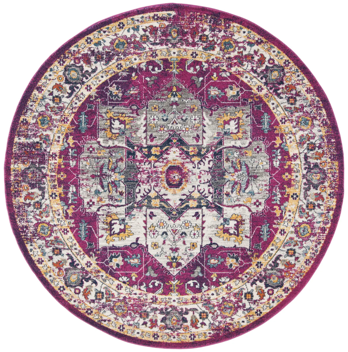 Safavieh Evoke 6'-7" x 6'-7" Rug in Fuchsia / Ivory