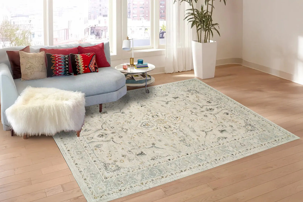 Dynamic Rugs Annalise 7605 Cream/Blue Rug - Room
