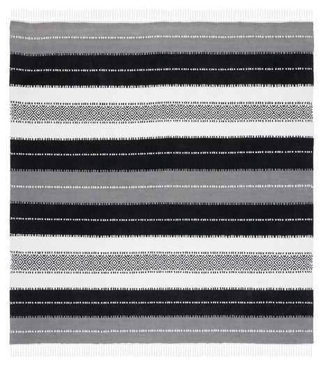 Safavieh Striped Kilim 7'-0" x 7'-0" Rug in Black / Ivory