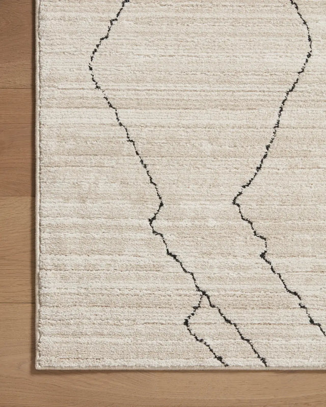 Loloi Darby Dar-03 Sand/Charcoal Rug - corner on wood