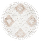 Safavieh Moroccan Tassel Shag 4'-0" x 4'-0" Rug in Ivory / Beige