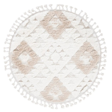 Safavieh Moroccan Tassel Shag 4'-0" x 4'-0" Rug in Ivory / Beige