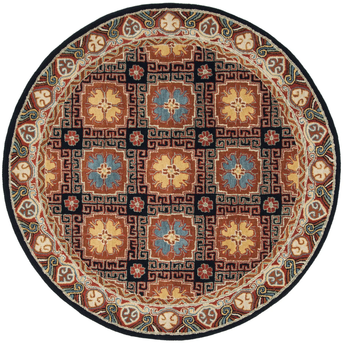 Safavieh Heritage 6'-0" x 6'-0" Rug in Navy / Orange