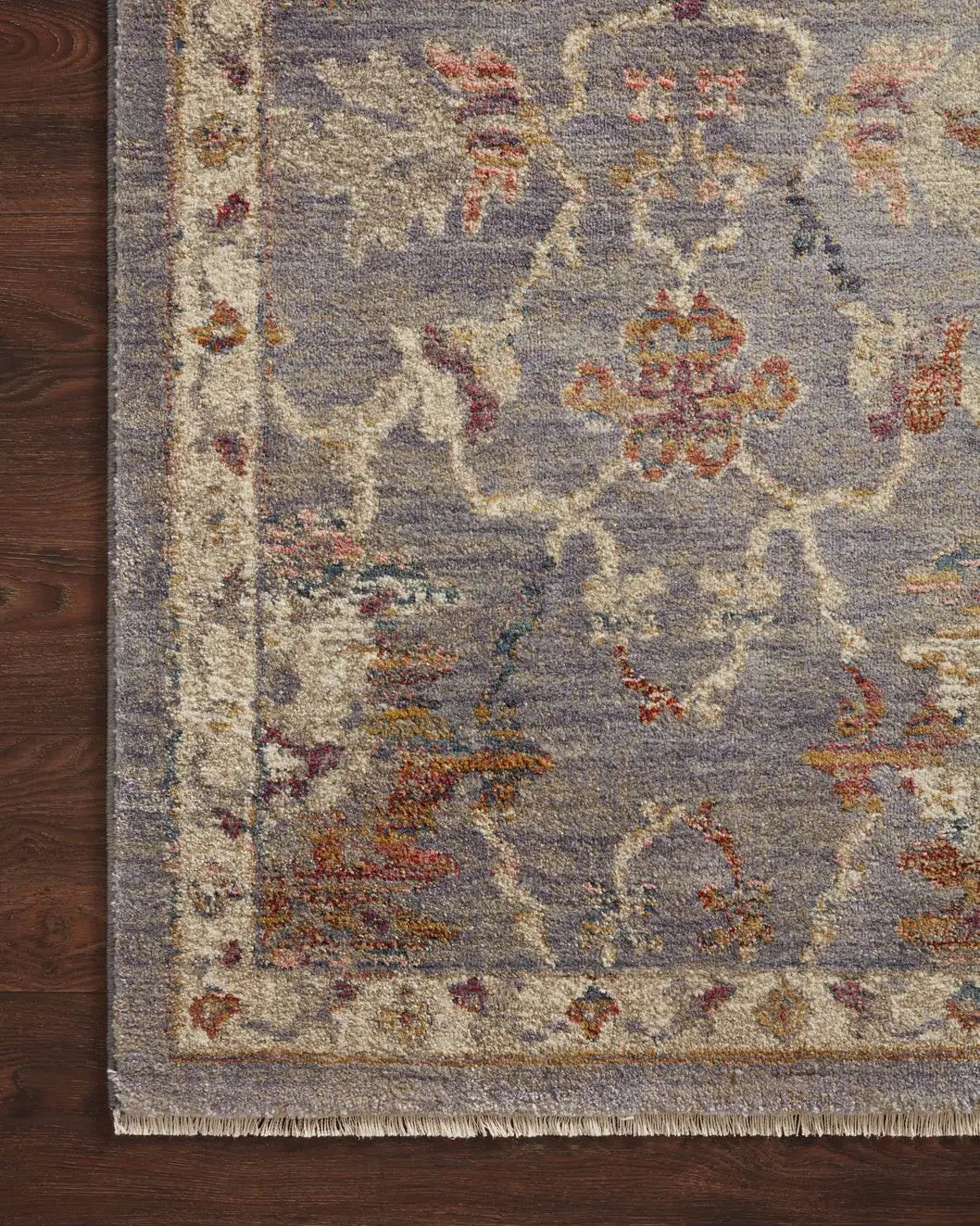 Loloi Giada Gia-03 Silver/Multi Rugs - corner on wood