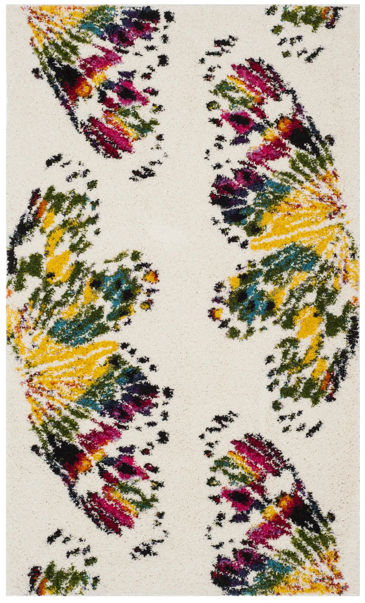 Safavieh Fiesta Shag 3'-0" x 5'-0" Rug in Cream / Multi