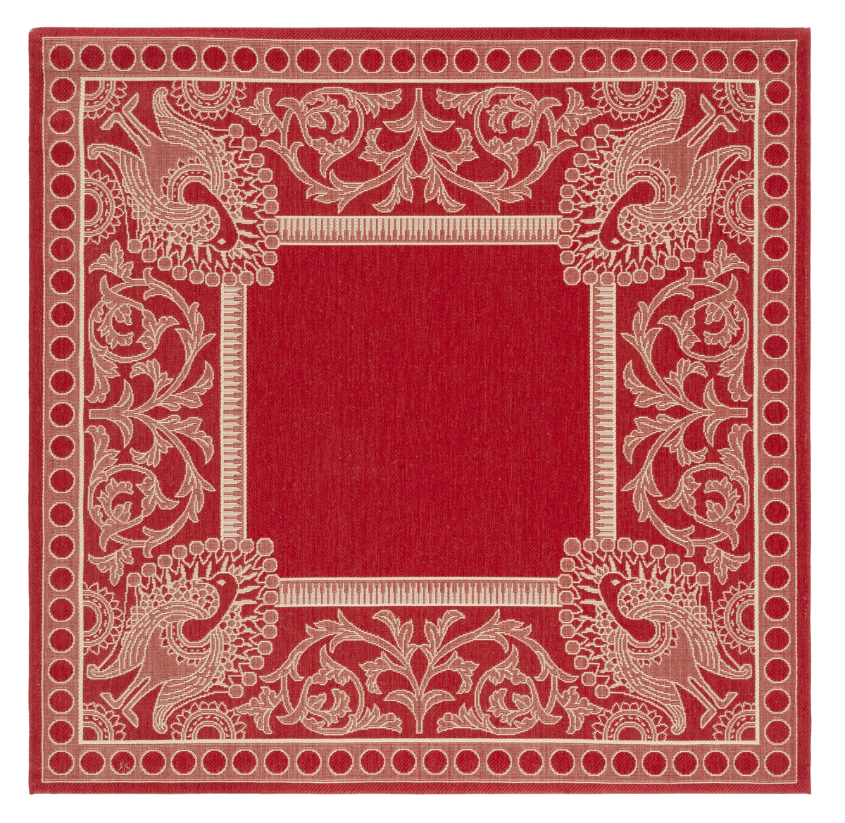 Safavieh Courtyard 6'-7" x 6'-7" Rug in Red / Natural